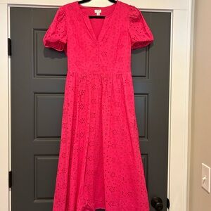 J. Crew Vibrant Pink Midi Dress Sz 4